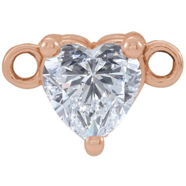 Hjerteanheng i 14 kt roségull med diamant, 0,25 ct totalt, hjerteformet sten 4 × 4 mm fra Smykke24