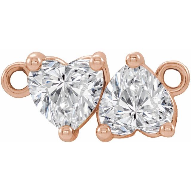 Hjerteanheng i 14 kt roségull med diamant, 0,50 ct totalt, hjerteformet sten 4 × 4 mm fra Smykke24