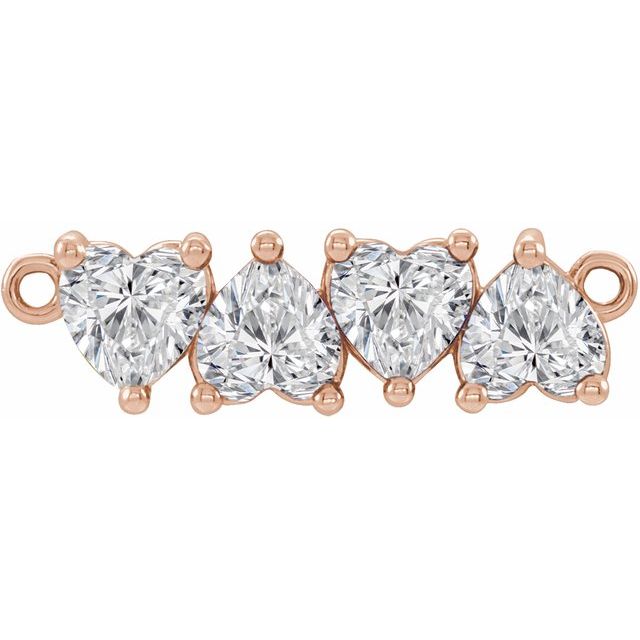 Hjerteanheng i 14 kt roségull med diamant, 1,00 ct totalt, hjerteformet sten 4 × 4 mm fra Smykke24