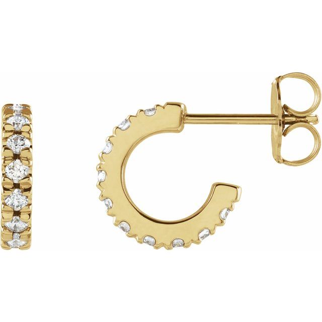 Diamantcreoler i 14 kt gult gull, 0,33 ct totalt, rund sten 1,7 mm, lengde 10 mm, tykkelse 2,1 mm (par) fra Smykke24