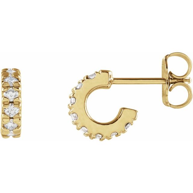 Creoler i 14 kt gult gull med laboratoriedyrket diamant, 0,25 ct totalt, rund sten 1,7 mm, lengde 8 mm, tykkelse 2,1 mm (par) fra Smykke24