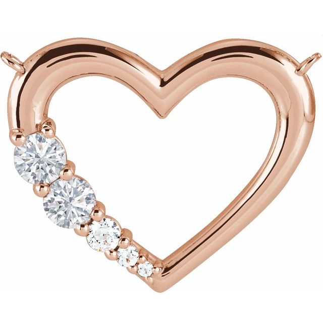 Hjerteanheng i 14 kt roségull med laboratoriedyrket diamant, 0,20 ct totalt, rund sten 3 mm fra Smykke24