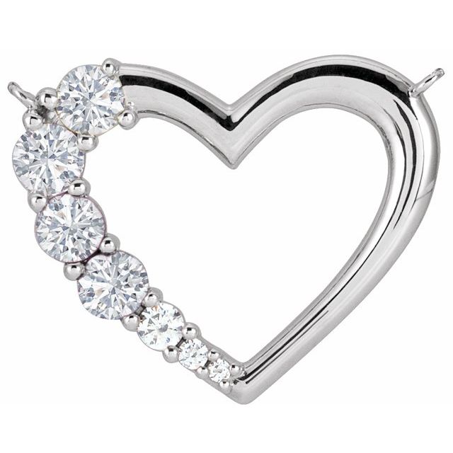 Hjerteanheng i 14 kt hvitt gull med laboratoriedyrket diamant, 0,375 ct totalt, rund sten 3 mm fra Smykke24