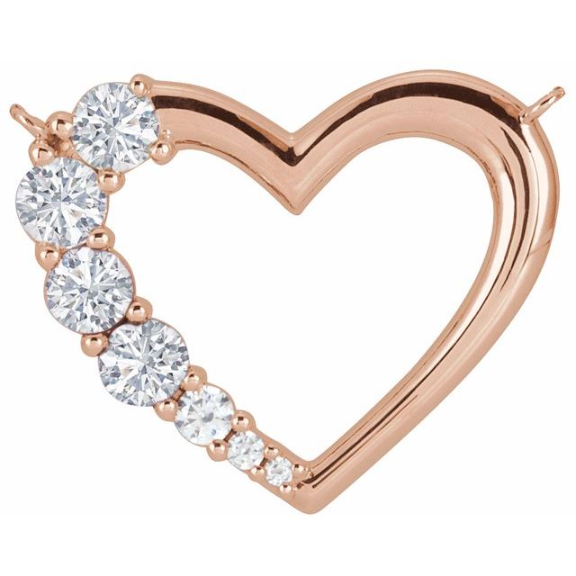 Hjerteanheng i 14 kt roségull med laboratoriedyrket diamant, 0,375 ct totalt, rund sten 3 mm fra Smykke24