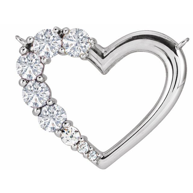 Hjerteanheng i 14 kt hvitt gull med laboratoriedyrket diamant, 0,50 ct totalt, rund sten 3 mm fra Smykke24