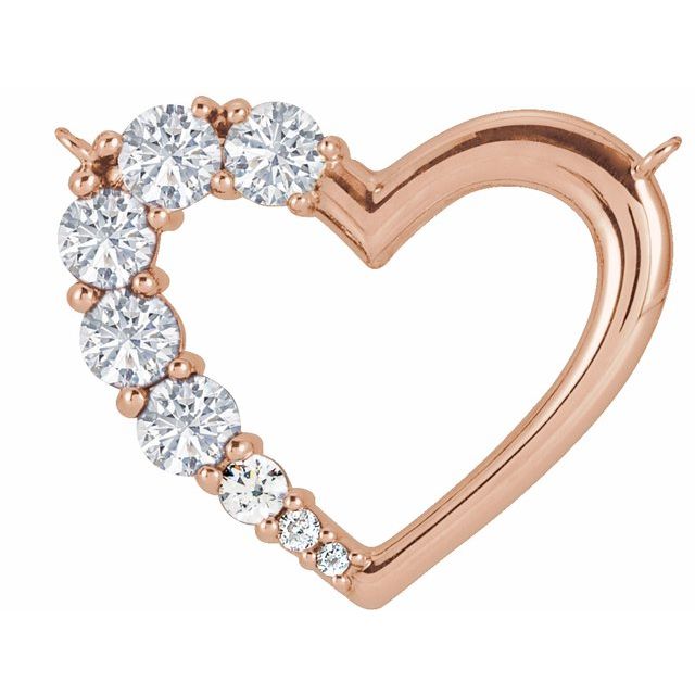 Hjerteanheng i 14 kt roségull med laboratoriedyrket diamant, 0,50 ct totalt, rund sten 3 mm fra Smykke24