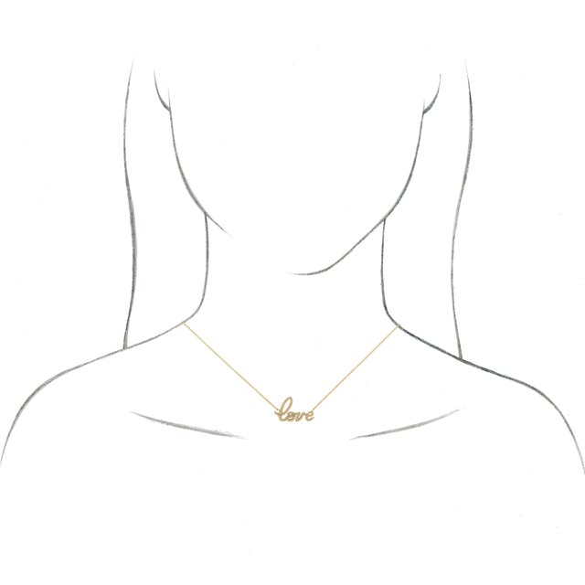 «Love»-halskjede i 14 kt gult gull med diamant, 0,17 ct totalt, 45,7 cm fra Smykke24