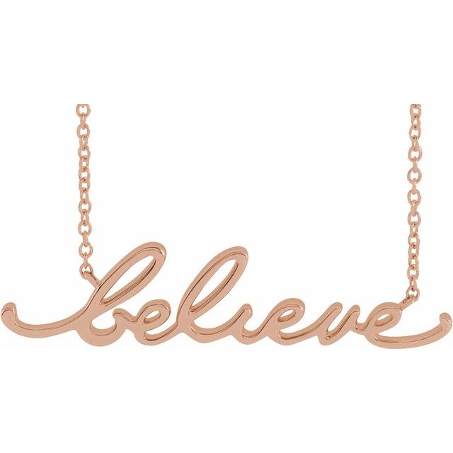 «Believe»-halskjede i 14 kt roségull, 45,7 cm fra Smykke24
