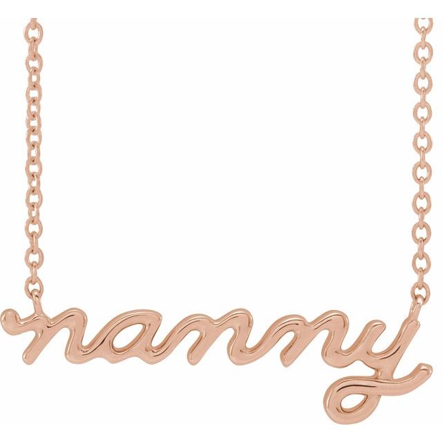 «Nanny»-halskjede i løkkeskrift i 14 kt roségull, 45,7 cm fra Smykke24