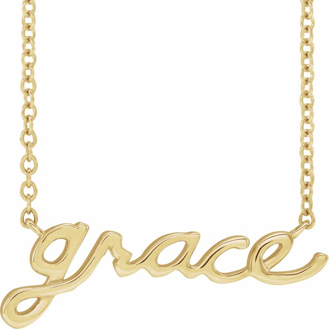 «Grace»-halskjede i løkkeskrift i 14 kt gult gull, 45,7 cm fra Smykke24