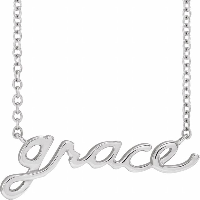 «Grace»-halskjede i løkkeskrift i 14 kt hvitt gull, 45,7 cm fra Smykke24