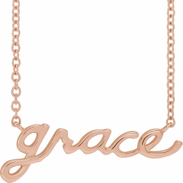«Grace»-halskjede i løkkeskrift i 14 kt roségull, 45,7 cm fra Smykke24