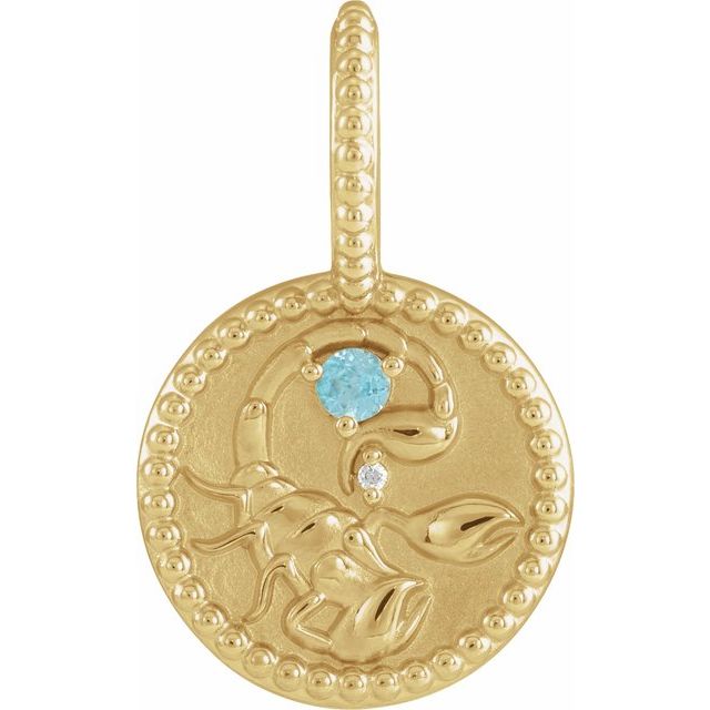 Stjernetegnanheng Skorpionen i 14 kt gult gull med diamant og zirkon, 0,0025 ct totalt fra Smykke24