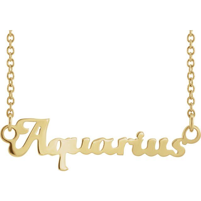 Stjernetegnhalskjede «Aquarius» (Vannmannen) i 14 kt gult gull fra Smykke24