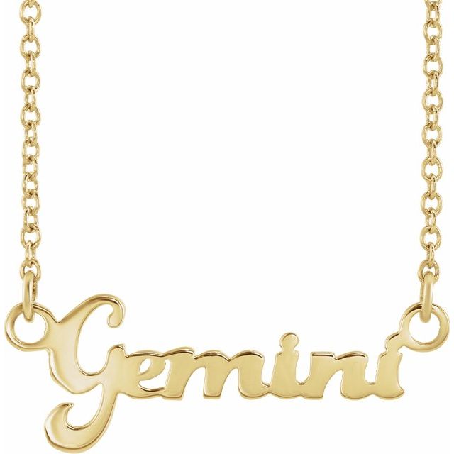 Stjernetegnhalskjede «Gemini» (Tvillingene) i 14 kt gult gull fra Smykke24