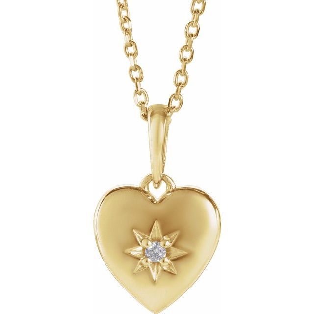 Diamanthalskjede i 14 kt gult gull, 0,015 ct, rund sten 1,5 mm, 40,6–45,7 cm fra Smykke24