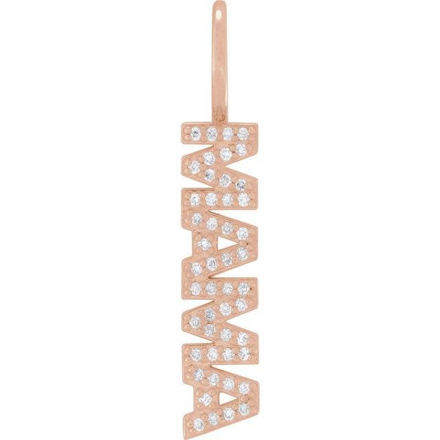 «Mama»-anheng i 14 kt roségull med diamant, 0,10 ct totalt fra Smykke24