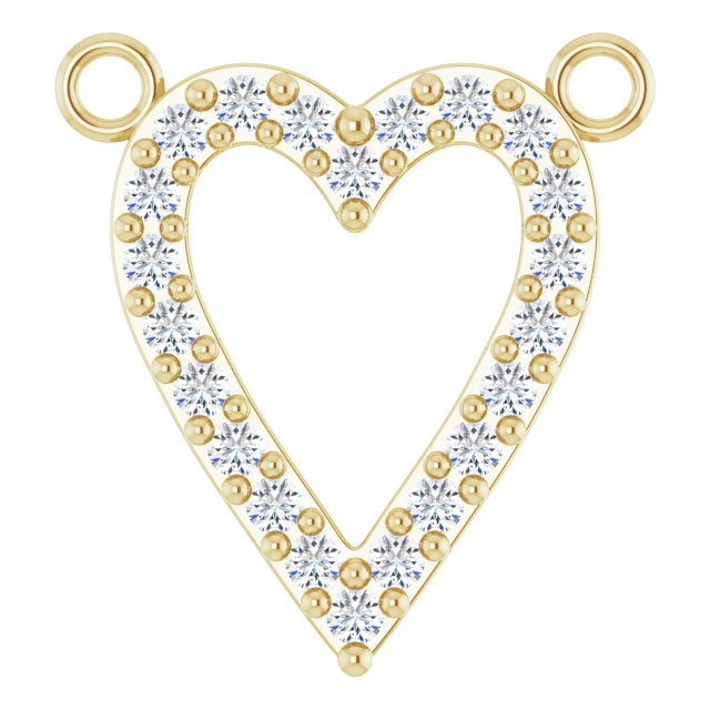 Hjerteanheng i 14 kt gult gull med diamant, 0,17 ct totalt, rund sten 1,2 mm, 13,4 × 12,5 mm fra Smykke24