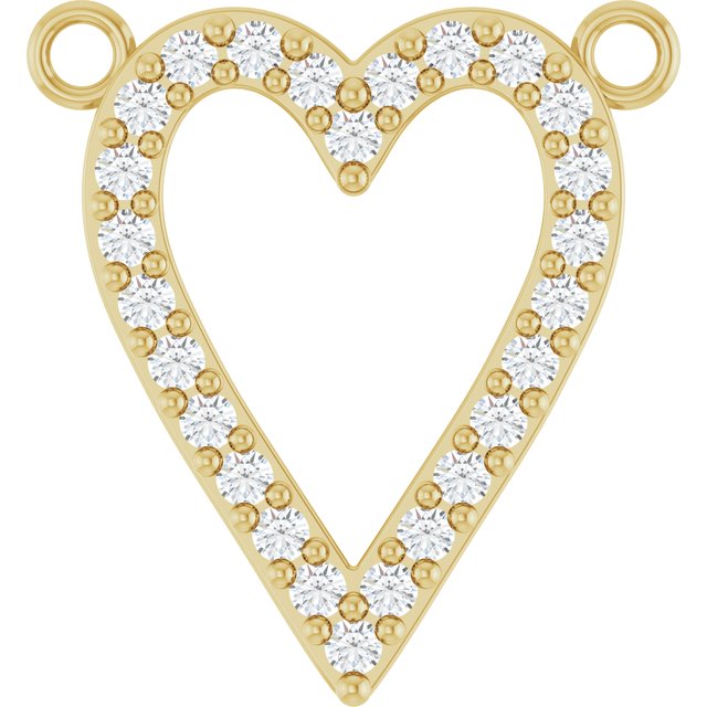 Hjerteanheng i 14 kt gult gull med diamant, 0,17 ct totalt, rund sten 1,2 mm, 14 × 13,6 mm fra Smykke24
