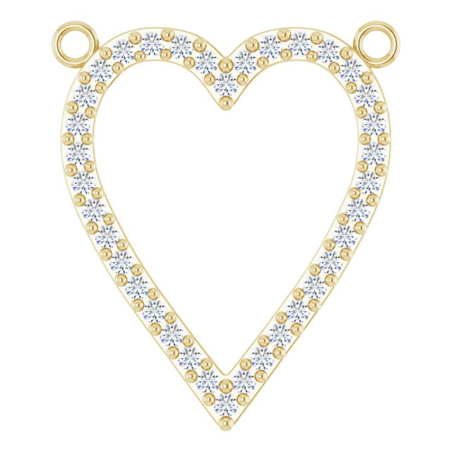 Hjerteanheng i 14 kt gult gull med diamant, 0,25 ct totalt, rund sten 1,2 mm, 19,7 × 16,7 mm fra Smykke24