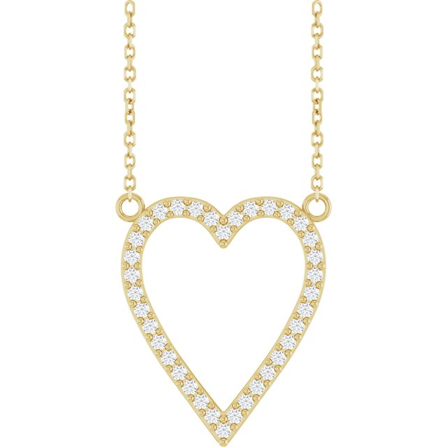 Diamanthalskjede i 14 kt gult gull, 0,25 ct totalt, rund sten 1,2 mm, anheng 19,7 × 16,7 mm, 45,7 cm fra Smykke24