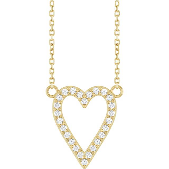 Diamanthalskjede i 14 kt gult gull, 0,17 ct totalt, rund sten 1,2 mm, anheng 14,7 × 13,6 mm, 45,7 cm fra Smykke24