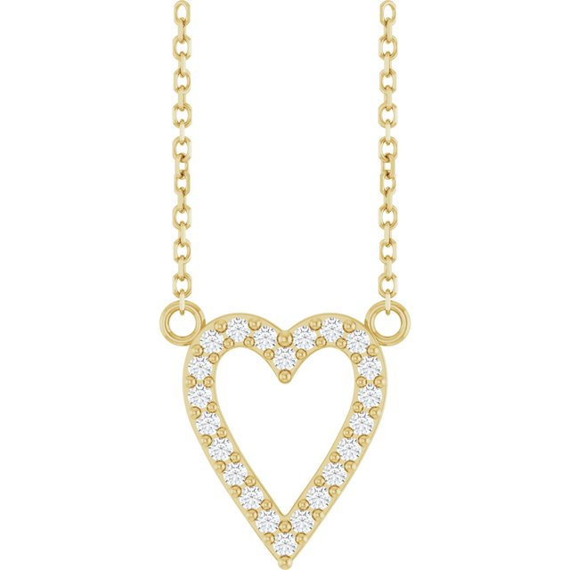 Diamanthalskjede i 14 kt gult gull, 0,17 ct totalt, rund sten 1,2 mm, anheng 13,4 × 12,5 mm, 45,7 cm fra Smykke24