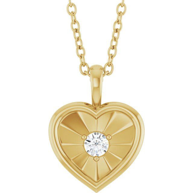 Diamanthalskjede i 14 kt gult gull, 0,10 ct totalt, rund sten 3 mm, 45,7 cm fra Smykke24
