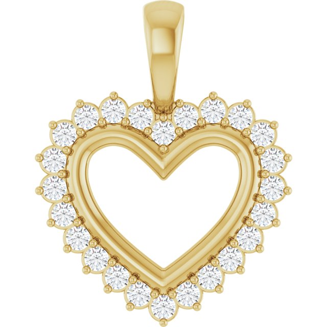 Hjerteanheng i 14 kt gult gull med diamant, 0,33 ct totalt, rund sten 1,5 mm fra Smykke24