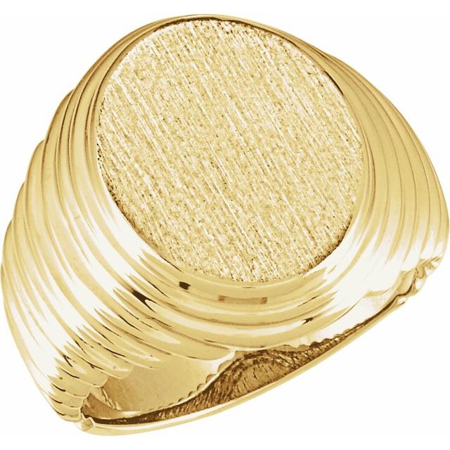 Oval signetring i 14 kt gult gull, 16 × 14 mm fra Smykke24