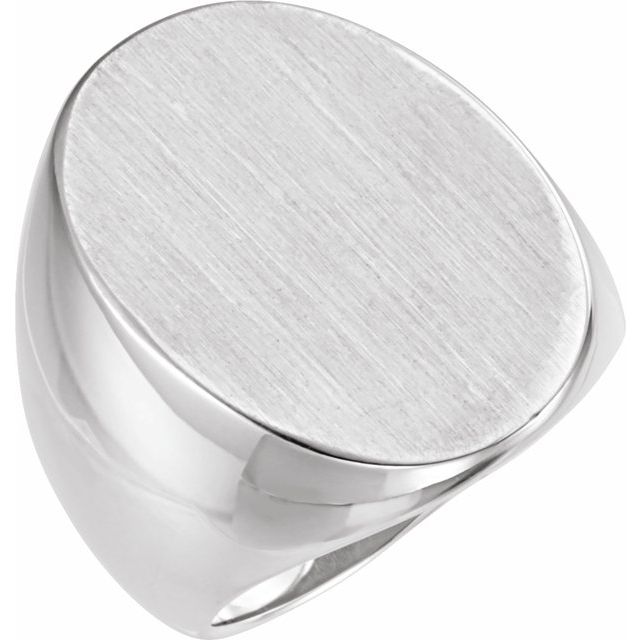 Oval signetring i 10 kt hvitt gull, 27 × 19 mm fra Smykke24