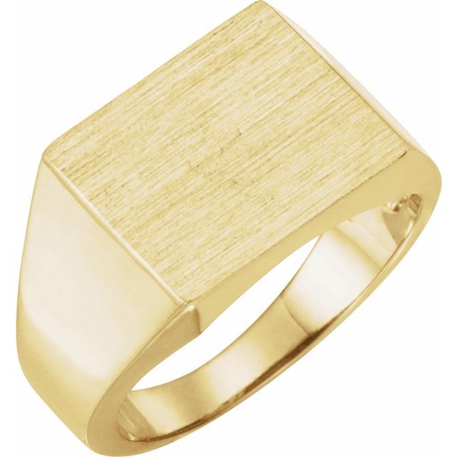 Firkantet signetring i 10 kt gult gull, 13,5 × 13 mm fra Smykke24