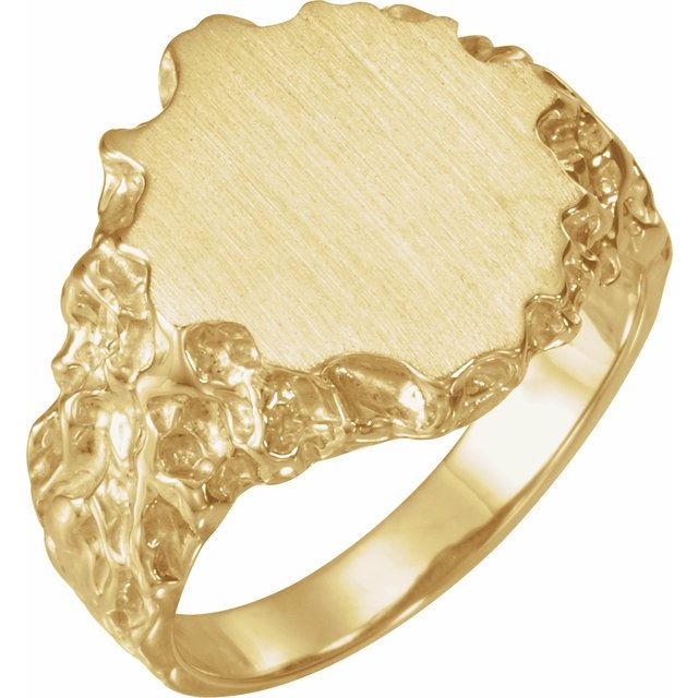 Oval signetring i 10 kt gult gull, 16 × 14 mm fra Smykke24