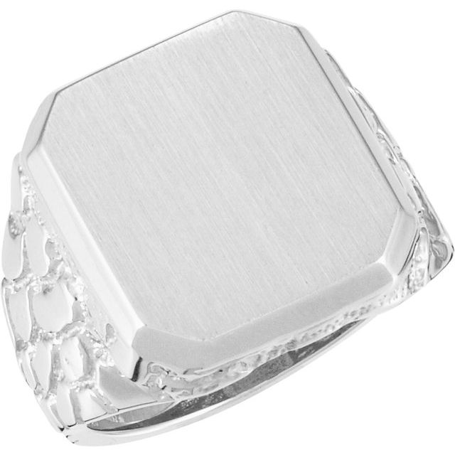 Åttekantet signetring i 10 kt gult gull, 18 × 16 mm fra Smykke24