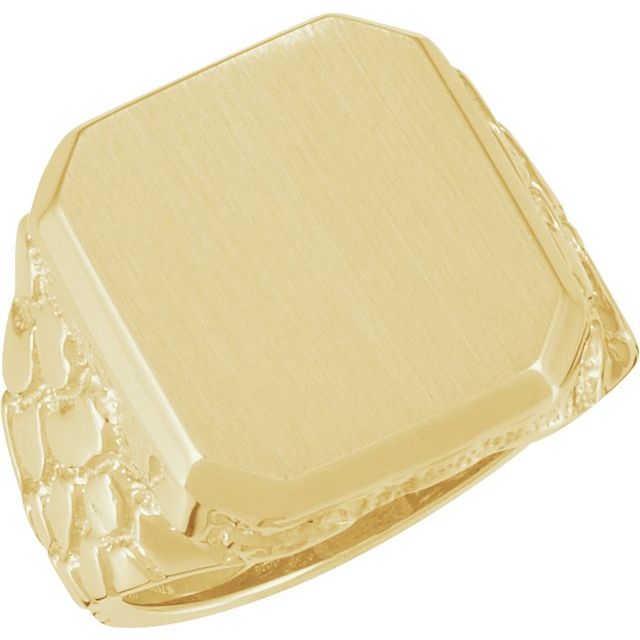 Åttekantet signetring i 10 kt gult gull, 18 × 16 mm fra Smykke24