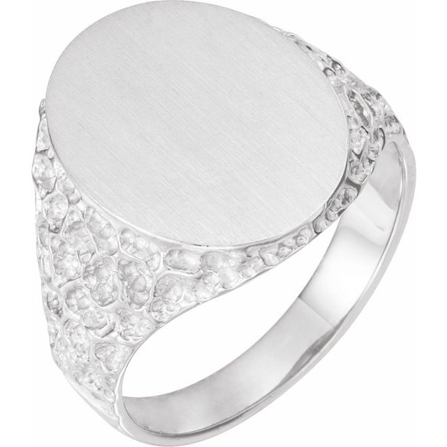 Oval signetring i 10 kt gult gull, 19 × 15 mm fra Smykke24