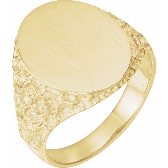 Oval signetring i 10 kt gult gull, 19 × 15 mm fra Smykke24