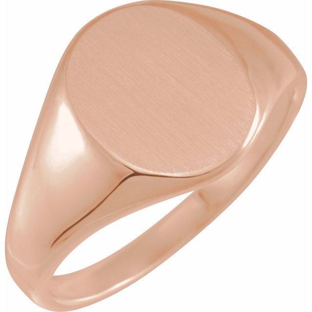 Oval signetring i 10 kt gult gull, 14,6 × 12,1 mm fra Smykke24
