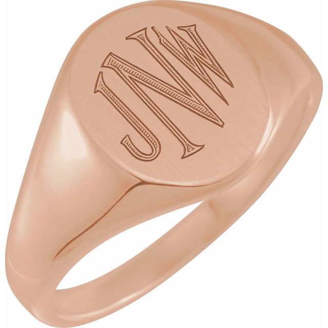 Oval signetring i 10 kt gult gull, 14,6 × 12,1 mm fra Smykke24