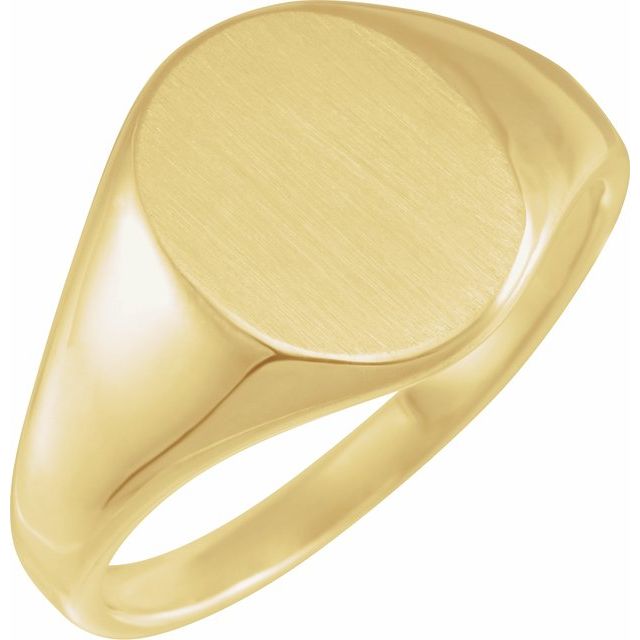 Oval signetring i 10 kt gult gull, 14,6 × 12,1 mm fra Smykke24
