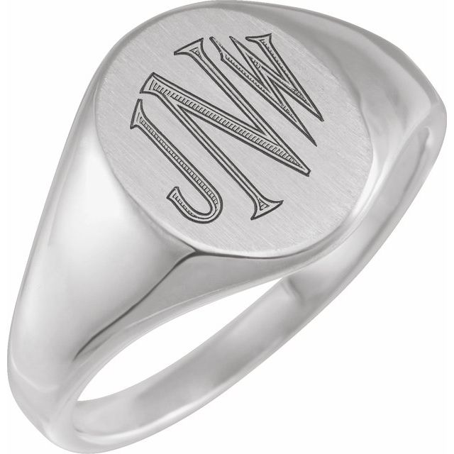 Oval signetring i 10 kt gult gull, 14,6 × 12,1 mm fra Smykke24