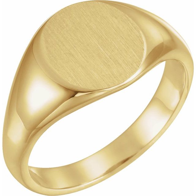 Oval signetring i 10 kt gult gull, 12,5 × 10,5 mm fra Smykke24