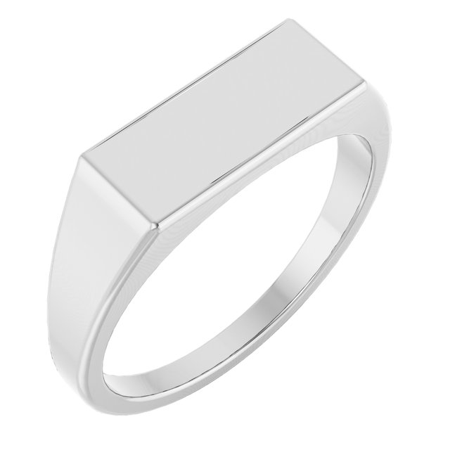 Rektangulær signetring i 14 kt hvitt gull, 15 × 7 mm fra Smykke24