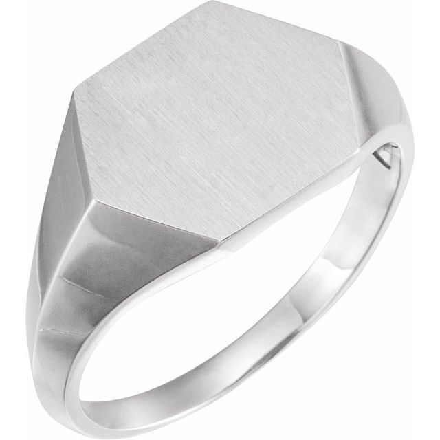 Signetring i 10 kt hvitt gull, 14 mm fra Smykke24