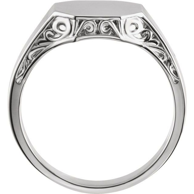 Åttekantet signetring i 10 kt hvitt gull, 13 × 12 mm fra Smykke24