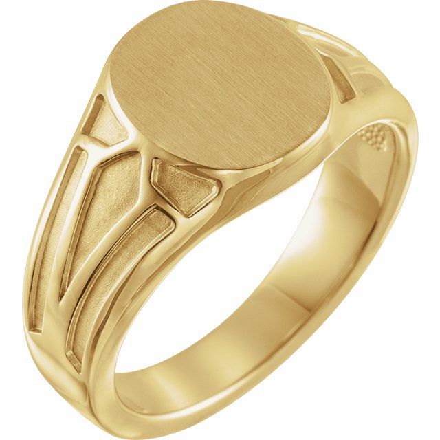 Signetring i 14 kt gult gull, 13 × 10,5 mm fra Smykke24