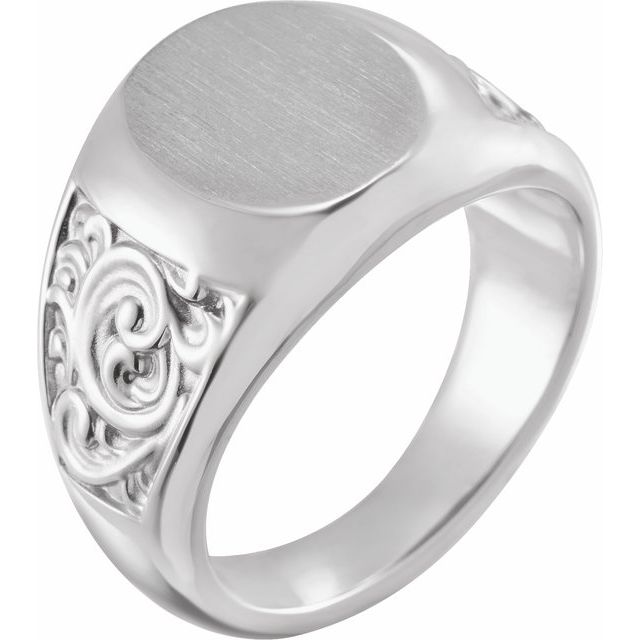 Signetring i 14 kt hvitt gull, 14 × 12 mm fra Smykke24