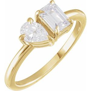 Ring med to laboratoriedyrkede diamanter i 14 kt gull – 1,00 ct totalt