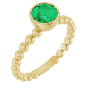 Ring i 14 kt gult gull med laboratoriedyrket edelsten – 6 mm