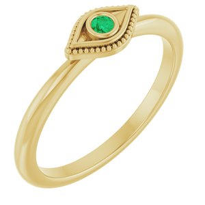 Evil eye-ring i 14 kt gult gull med laboratoriedyrket edelsten – 2 mm
